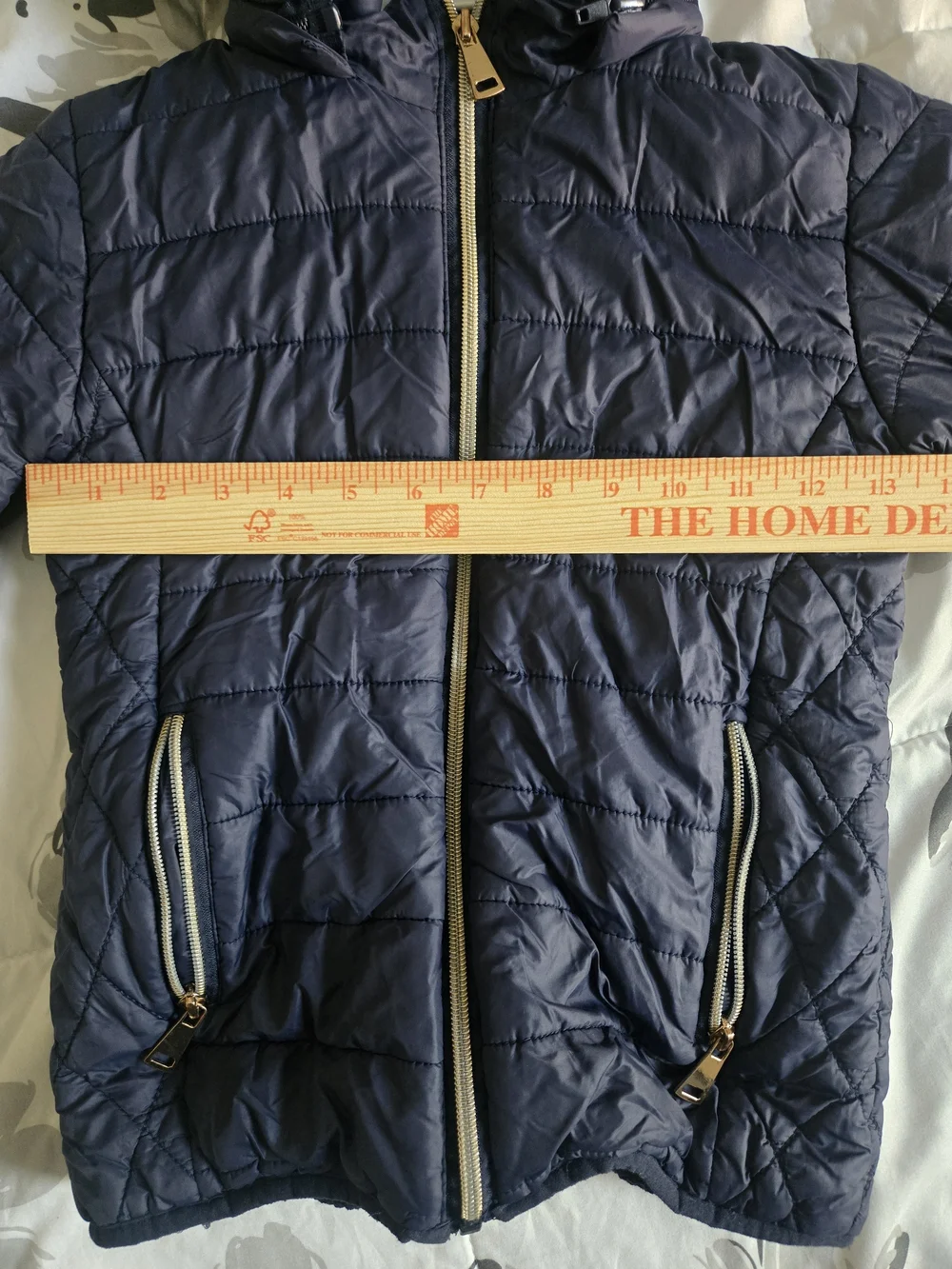 Children's Navy Quilted Puffer Jacket with Hood